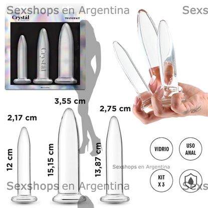 Kit 3 dilatadores anales de vidrio transparentes